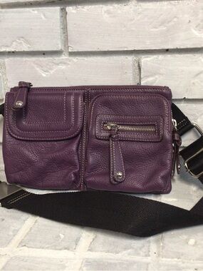 DANIER Purple Leather Belt/Sling Bag EUC